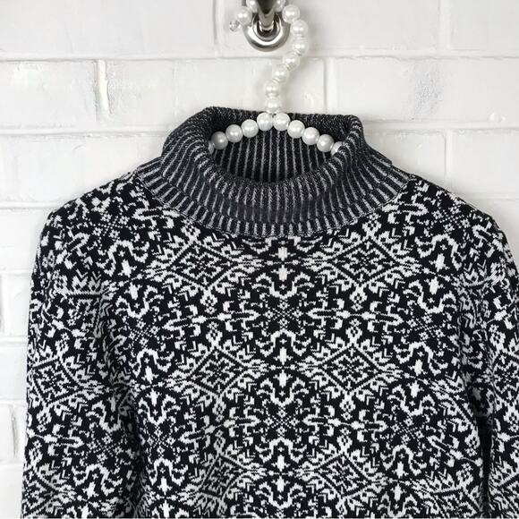 Talbots Vintage Cotton Wool Blend Patterned Turtleneck Sweater Size MP - Picture 3 of 8